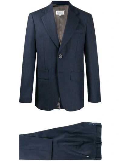 Shop Maison Margiela Single-breasted Pinstripe Suit In Blue