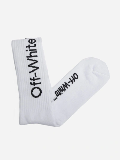 Shop Off-white Logo Cotton Stretch Socks