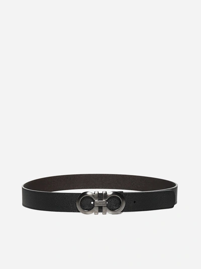 Shop Ferragamo Gancini Reversible Leather Belt