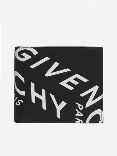 Shop Givenchy Logo Leather Bifold Wallet In Black - White