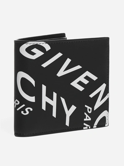Shop Givenchy Logo Leather Bifold Wallet In Black - White