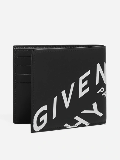Shop Givenchy Logo Leather Bifold Wallet In Black - White