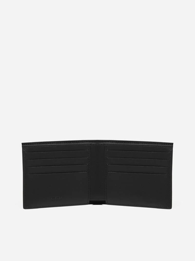 Shop Givenchy Logo Leather Bifold Wallet In Black - White