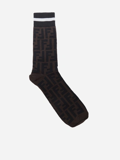 Shop Fendi Stretch Cotton Logo Socks