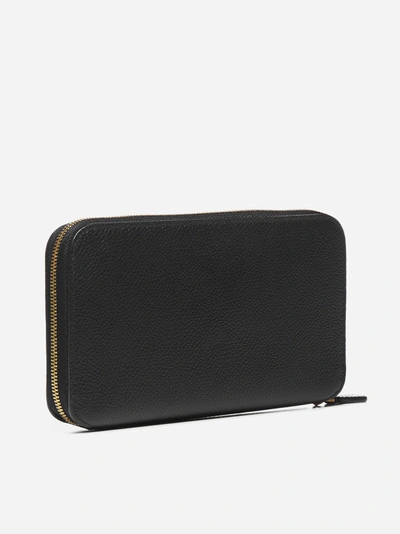 Shop Balenciaga Cash Leather Zip-around Wallet