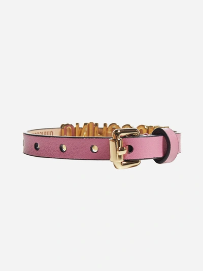 Shop Moschino Logo Leather Bracelet