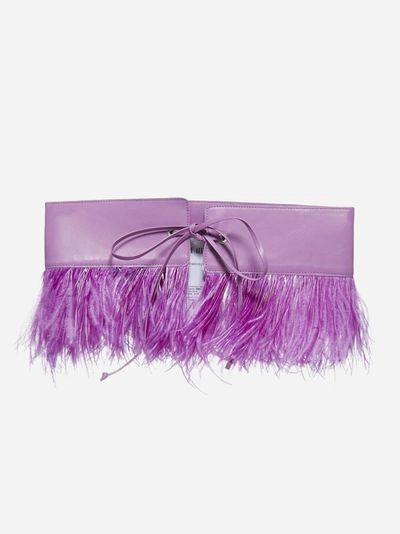 Shop Attico Feathers Embellished Leather Belt