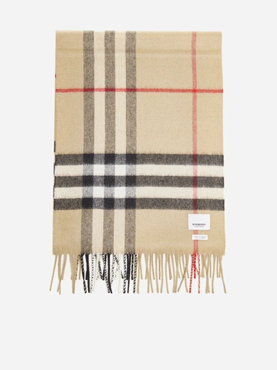 Shop Burberry Check Motif Cashmere Scarf