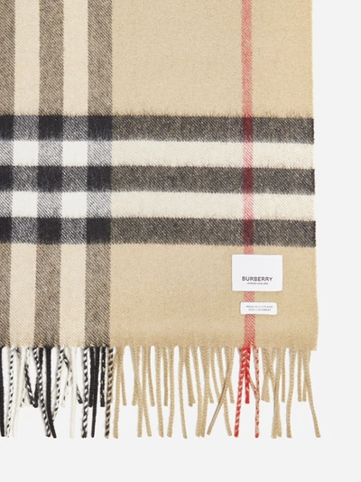 Shop Burberry Check Motif Cashmere Scarf