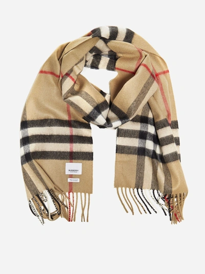 Shop Burberry Check Motif Cashmere Scarf