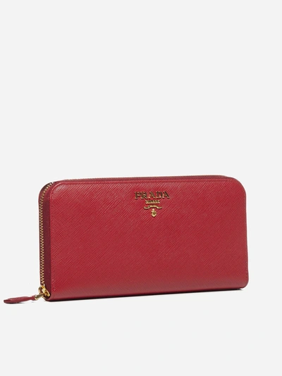 Shop Prada Logo Saffiano Leather Wallet