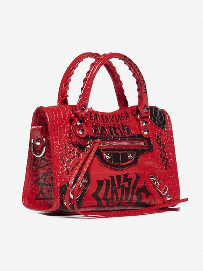 Balenciaga Borsa Mini City In Pelle Croco Con Stampa Graffiti In Red |  ModeSens