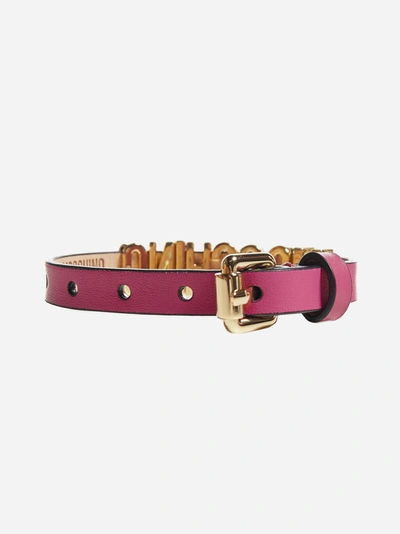 Shop Moschino Logo Leather Bracelet