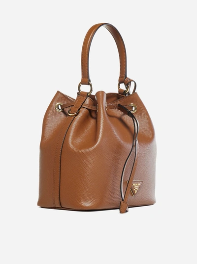 Borsa A Secchiello In Pelle Saffiano In Brown