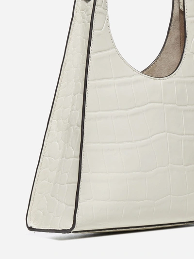 Shop Staud Rey Crocodile-effect Leather Bag In Cream
