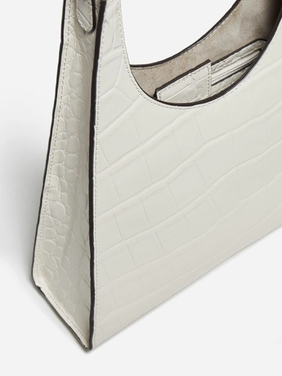 Shop Staud Rey Crocodile-effect Leather Bag In Cream