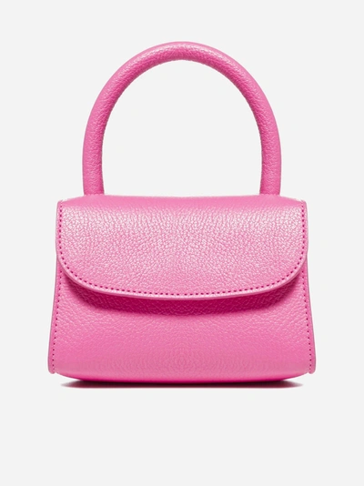 Shop By Far Mini Leather Bag In Hot Pink