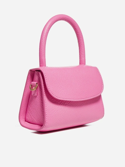 Shop By Far Mini Leather Bag In Hot Pink