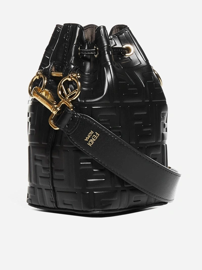 Shop Fendi Mon Tresor Mini Ff Logo Leather Bucket Bag