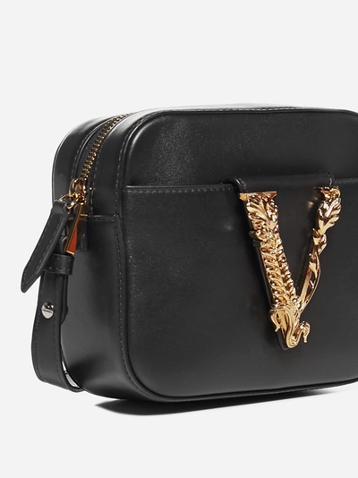 Shop Versace Virtus Leather Camera Bag