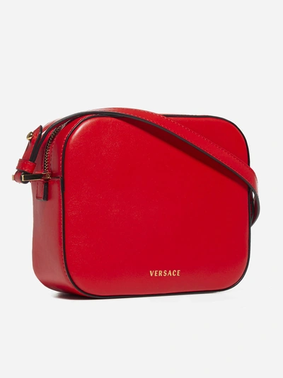 Shop Versace Virtus Leather Camera Bag
