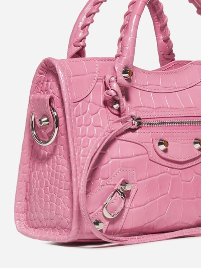 Shop Balenciaga Mini City Crocodile-effect Leather Bag