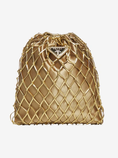 Prada Borsa A Secchiello A Rete Con Placca logo ModeSens