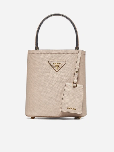 Shop Prada Panier Small Saffiano Leather Bag