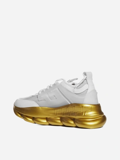 Shop Versace Chain Reaction Nylon And Leather Sneakers