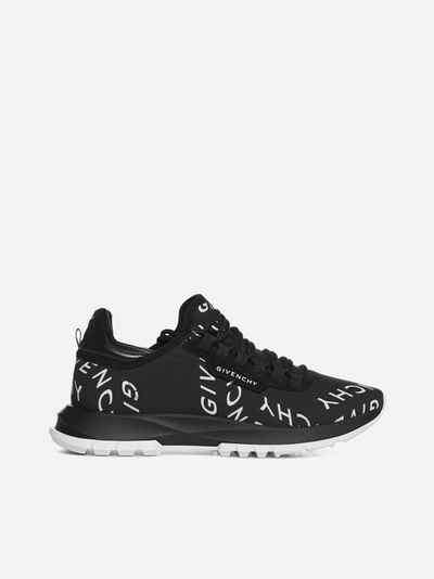 Shop Givenchy Spectre Logo Nylon And Leather Sneakers In Black - White