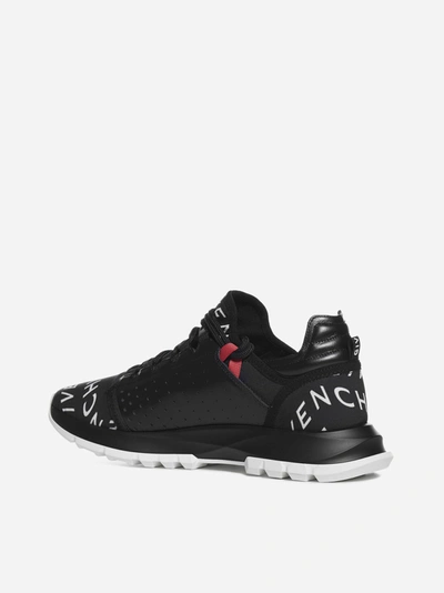 Shop Givenchy Spectre Logo Nylon And Leather Sneakers In Black - White