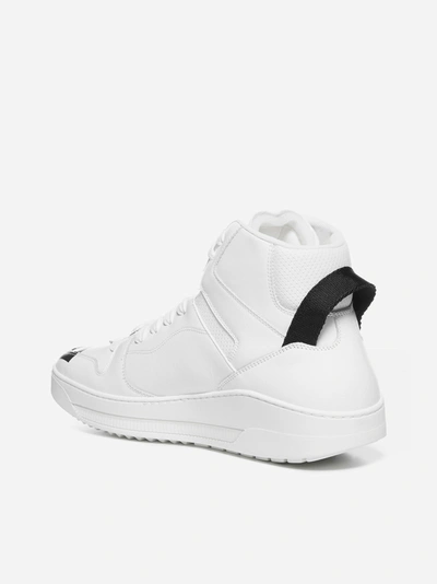 Shop Dsquared2 Barkley Calfskin And Nylon High-top Sneakers
