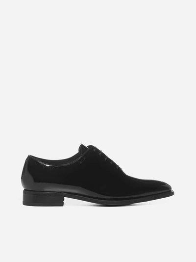 Shop Givenchy Logo Patent Leather Oxford Shoes In Black
