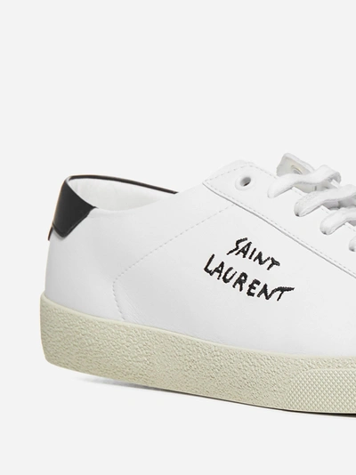 Shop Saint Laurent Logo Court Classic Leather Sneakers