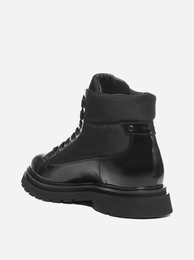 Shop Prada Leather And Nylon Boots