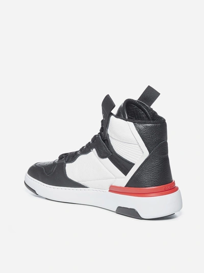 Shop Givenchy Wing High Leather Sneakers In Black - White