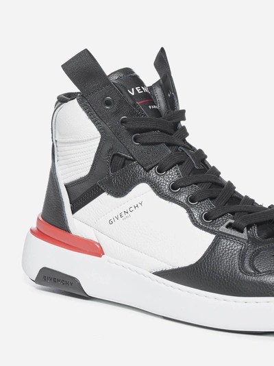 Shop Givenchy Wing High Leather Sneakers In Black - White