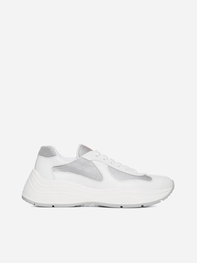 Shop Prada Sneakers America's Cup In Tessuto Tecnico E Pelle In White - Silver