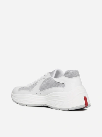 Shop Prada Sneakers America's Cup In Tessuto Tecnico E Pelle In White - Silver