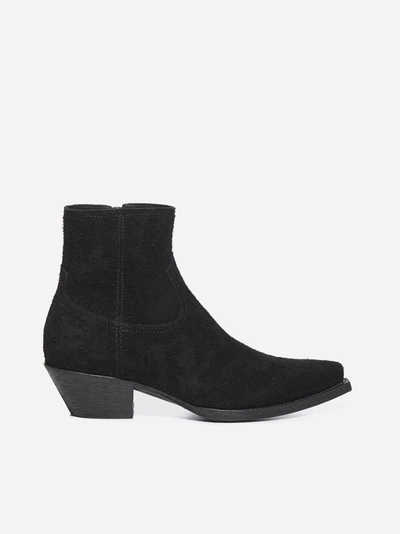 Shop Saint Laurent Lukas 40 Suede Ankle Boots