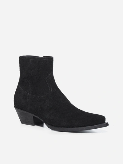 Shop Saint Laurent Lukas 40 Suede Ankle Boots