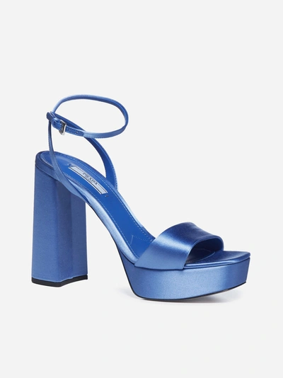 Shop Prada Platform Leather And Satin Sandals