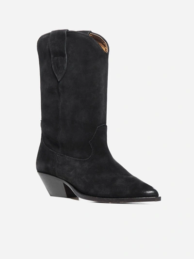 Shop Isabel Marant Duerto Suede Boots In Faded Black