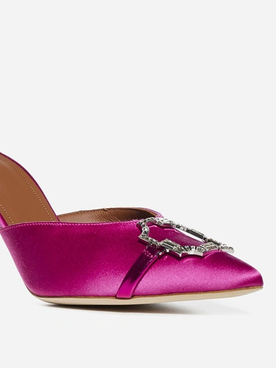 Shop Malone Souliers Missy 70 Satin Mules In Fuchsia