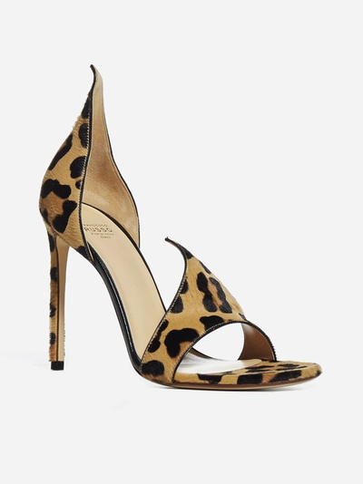 Shop Francesco Russo Leopard Print Ponyskin Sandals