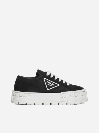 Shop Prada Wheel Nylon Platform Sneakers In Black