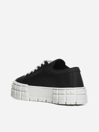 Shop Prada Wheel Nylon Platform Sneakers In Black