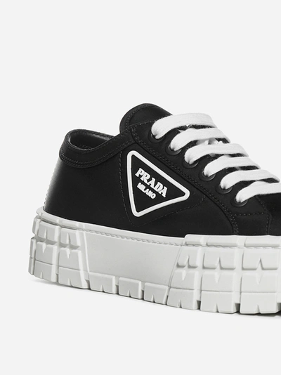 Shop Prada Wheel Nylon Platform Sneakers In Black