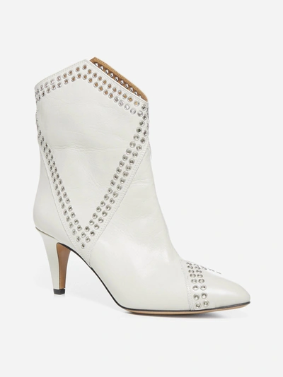 Shop Isabel Marant Demka Leather Boots In White