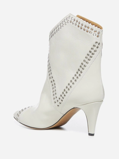 Shop Isabel Marant Demka Leather Boots In White